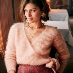 Sezane Emilio Mohair Wool Wrap V Neck Jumper Sweater